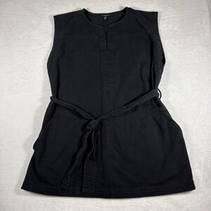 Banana Republic Women's XXL Black Utility Canvas Sleeveless Belted Dress Pockets